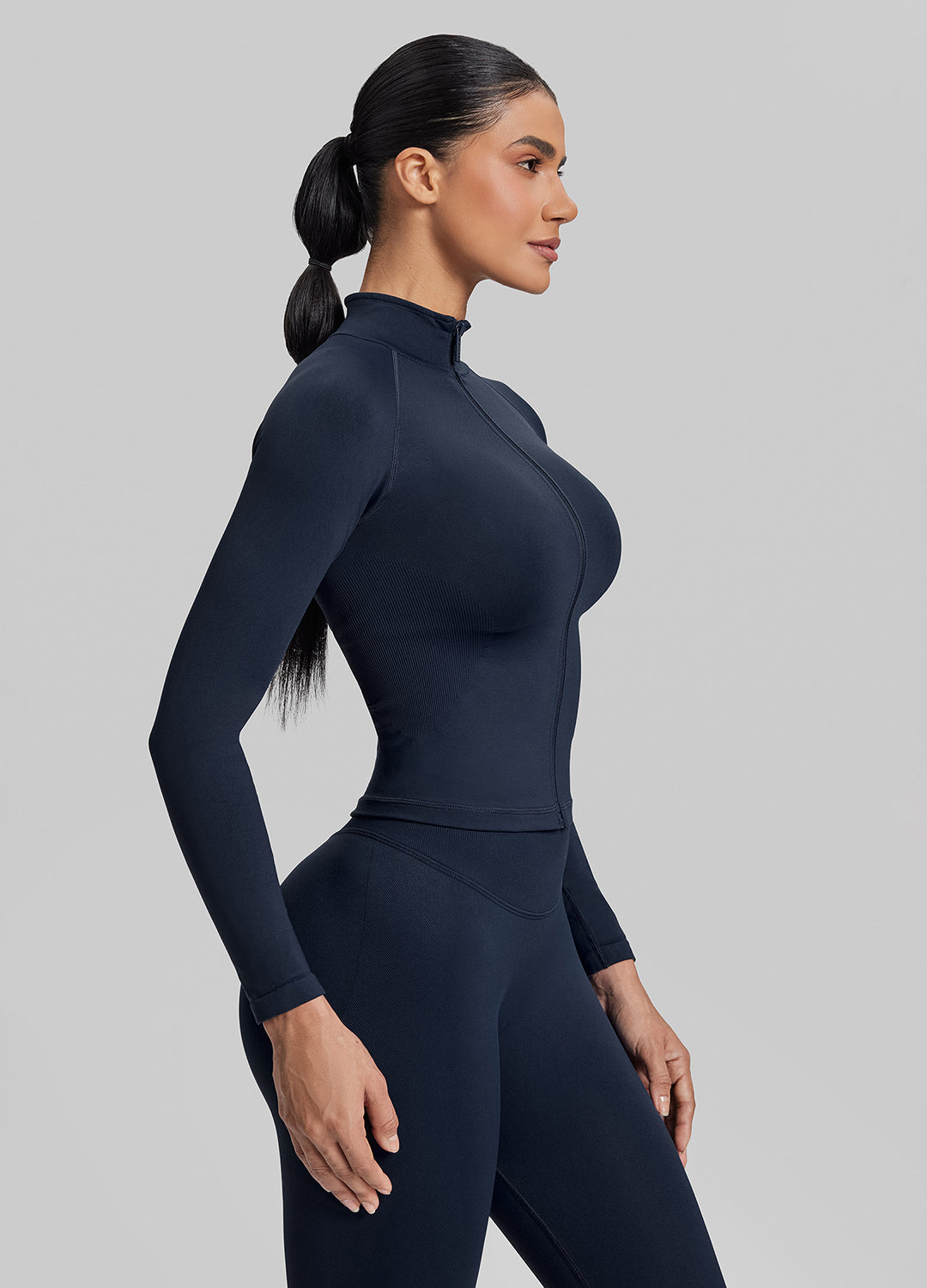 Veste longue sans coutures, respirante et chaude, avec fermeture éclair intégrale