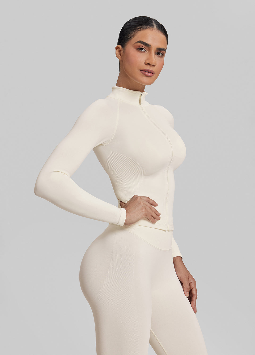 Veste longue sans coutures, entièrement zippée, respirante et chaude