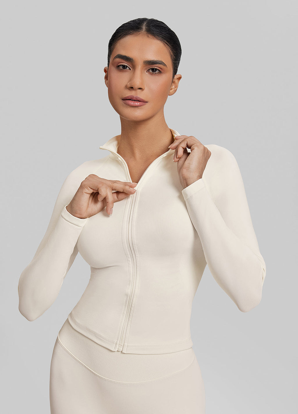 Veste longue sans coutures, entièrement zippée, respirante et chaude