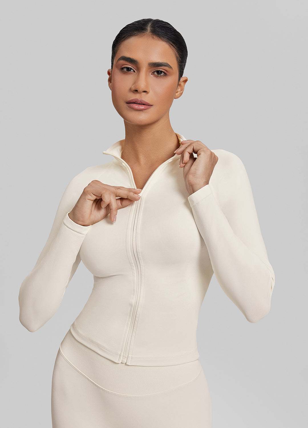 Veste longue sans coutures, entièrement zippée, respirante et chaude