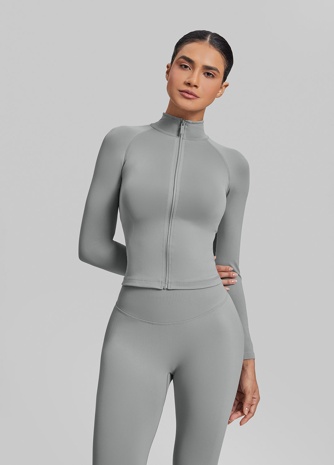 Veste longue respirante et chaude sans coutures avec fermeture éclair intégrale