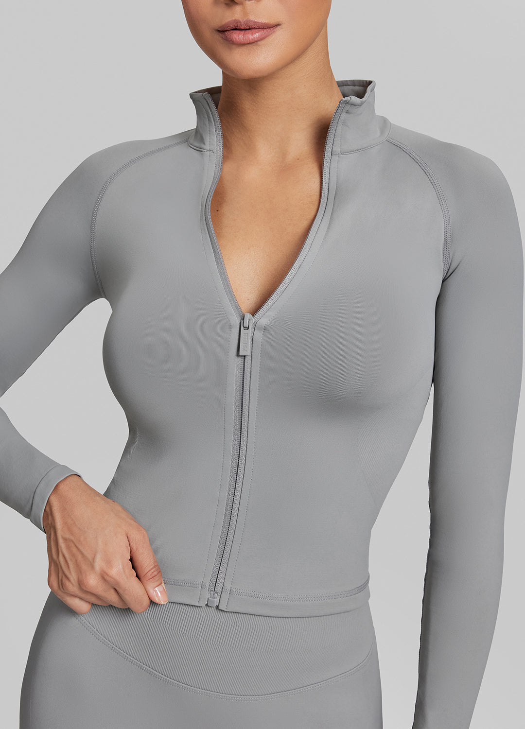 Veste longue respirante et chaude sans coutures avec fermeture éclair intégrale