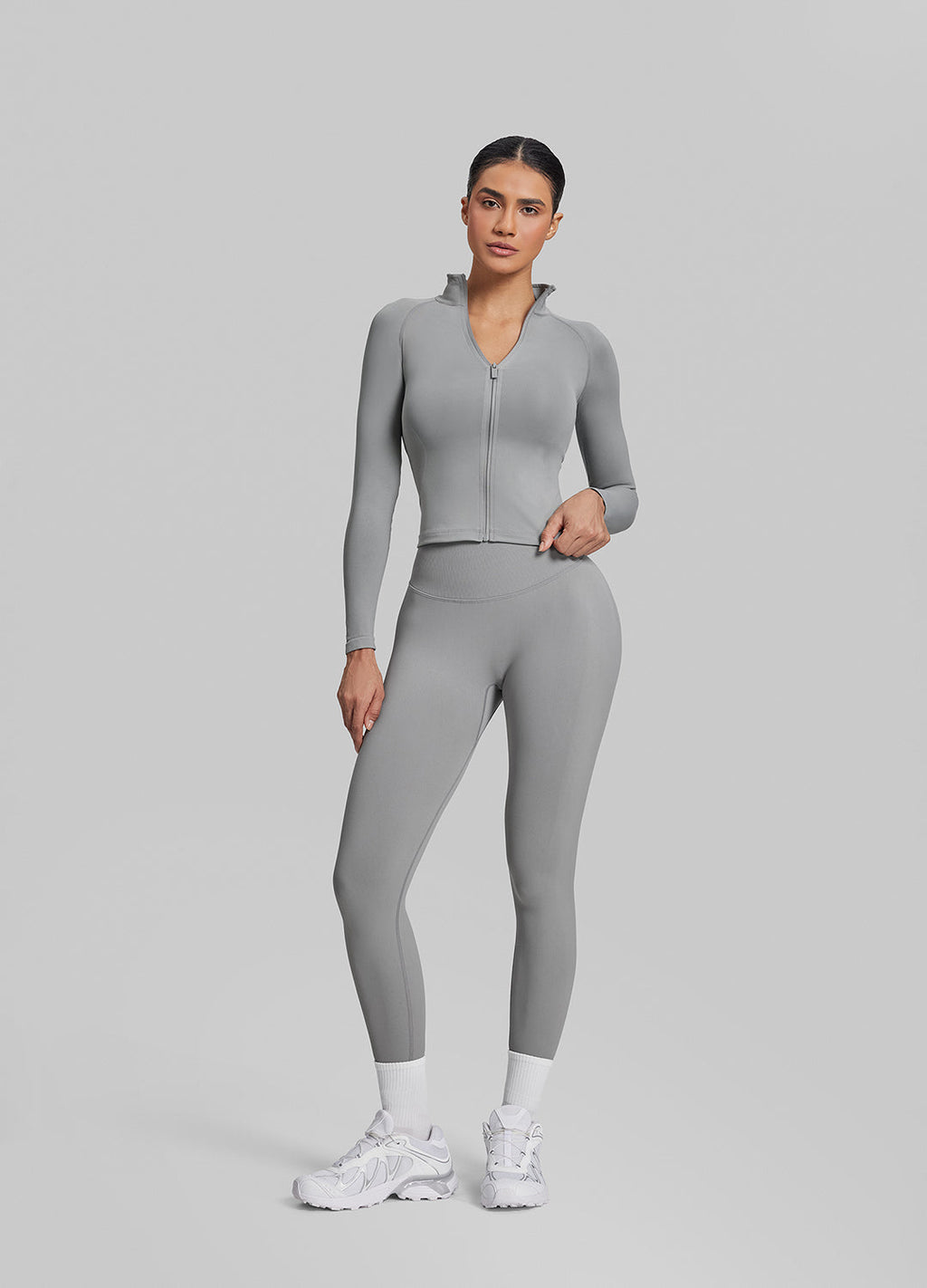 Veste longue respirante et chaude sans coutures avec fermeture éclair intégrale