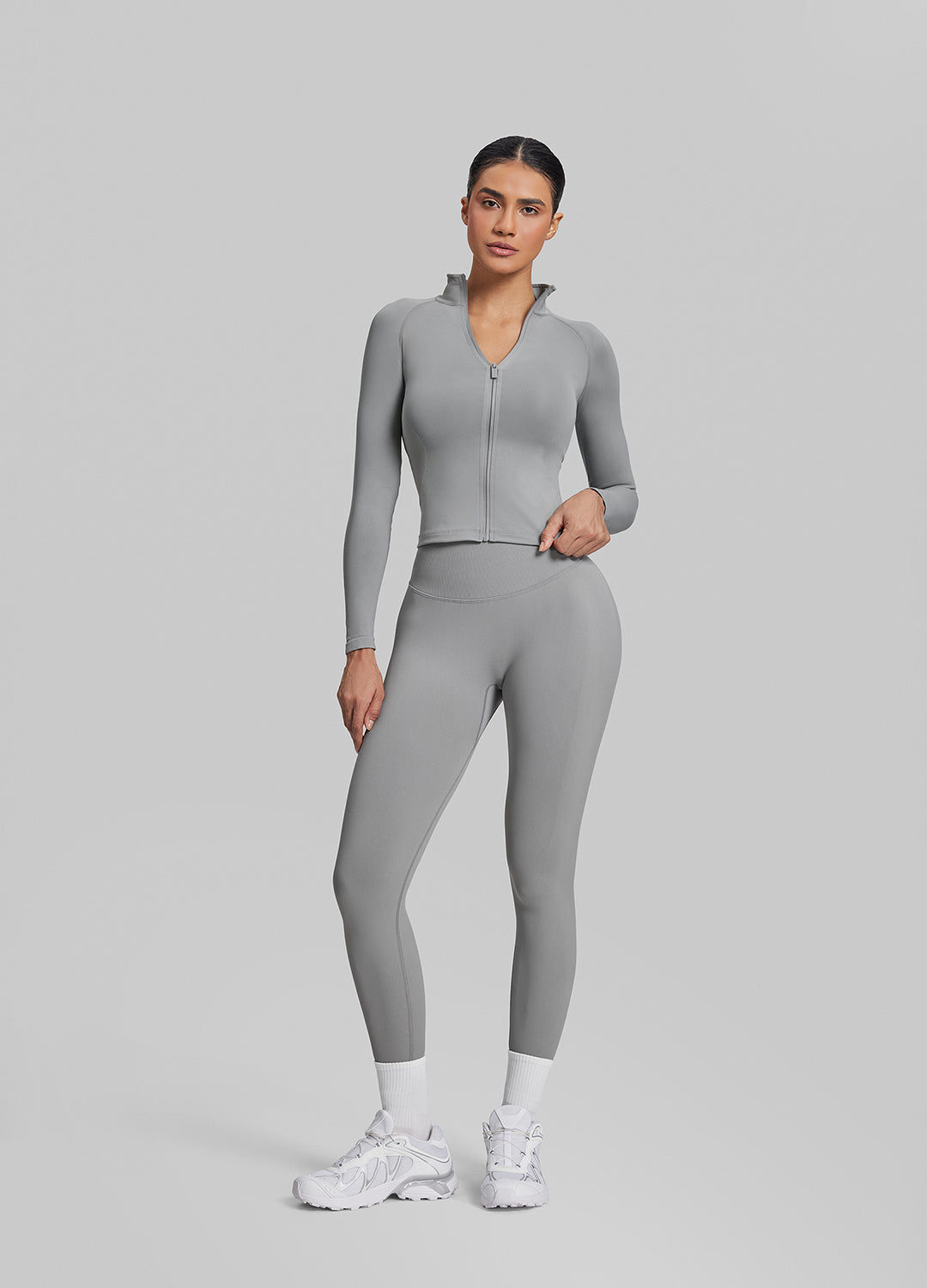 Veste longue respirante et chaude sans coutures avec fermeture éclair intégrale