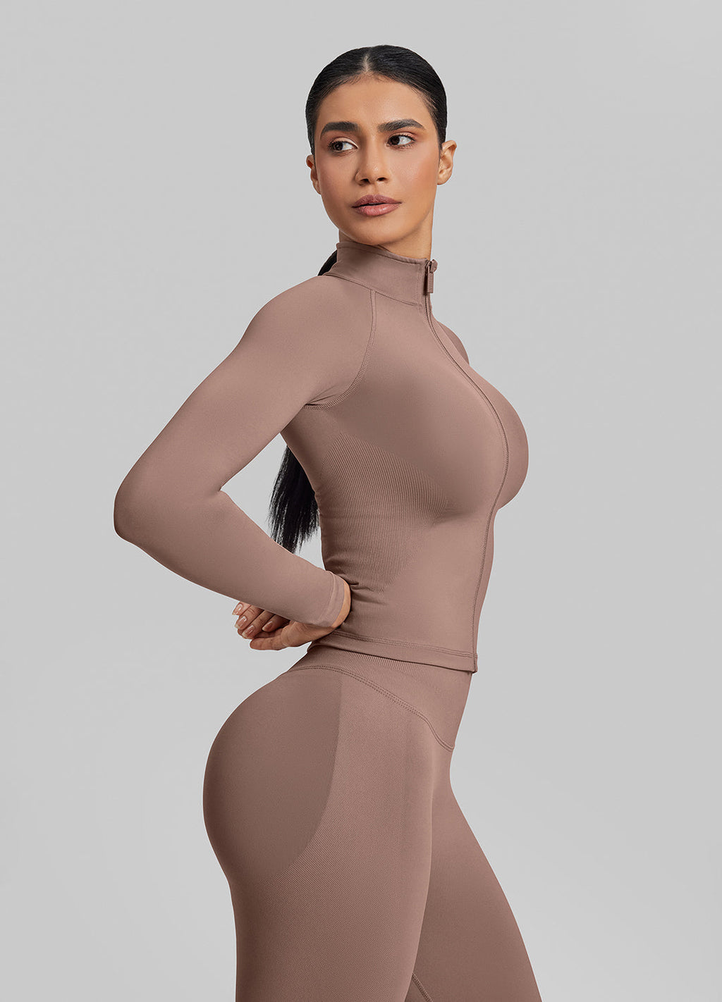 Veste longue zippée, sans coutures, respirante et chaude