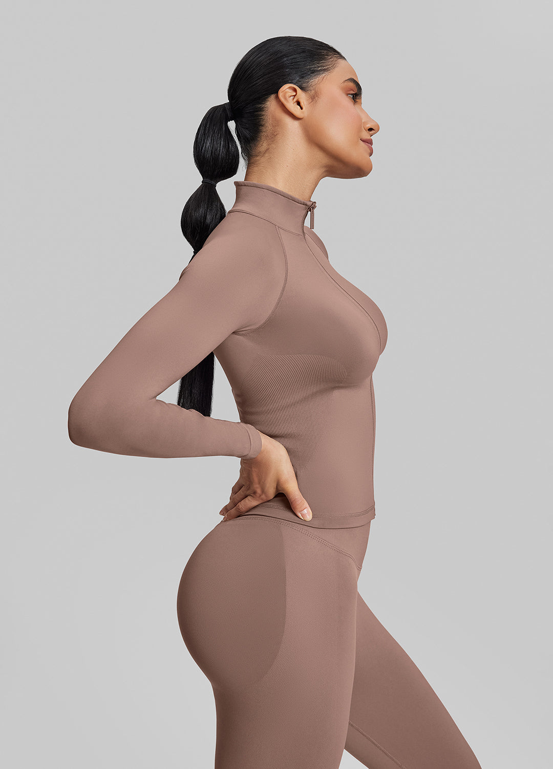 Veste longue zippée, sans coutures, respirante et chaude