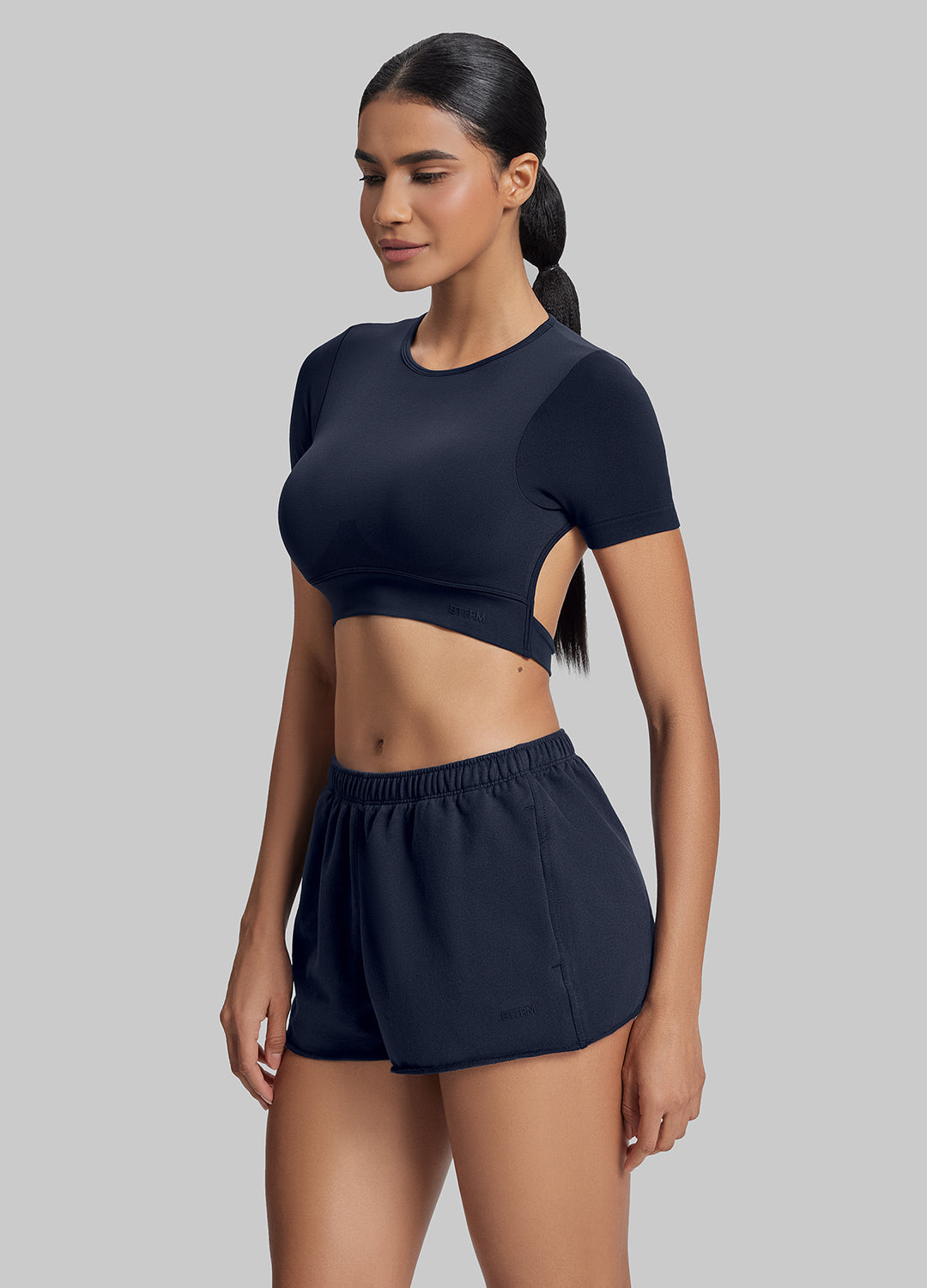 Short en jersey French Terry mi-cuisse, confortable et extensible à la taille