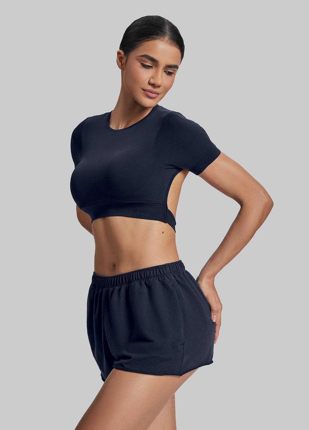 Short en jersey French Terry mi-cuisse, confortable et extensible à la taille