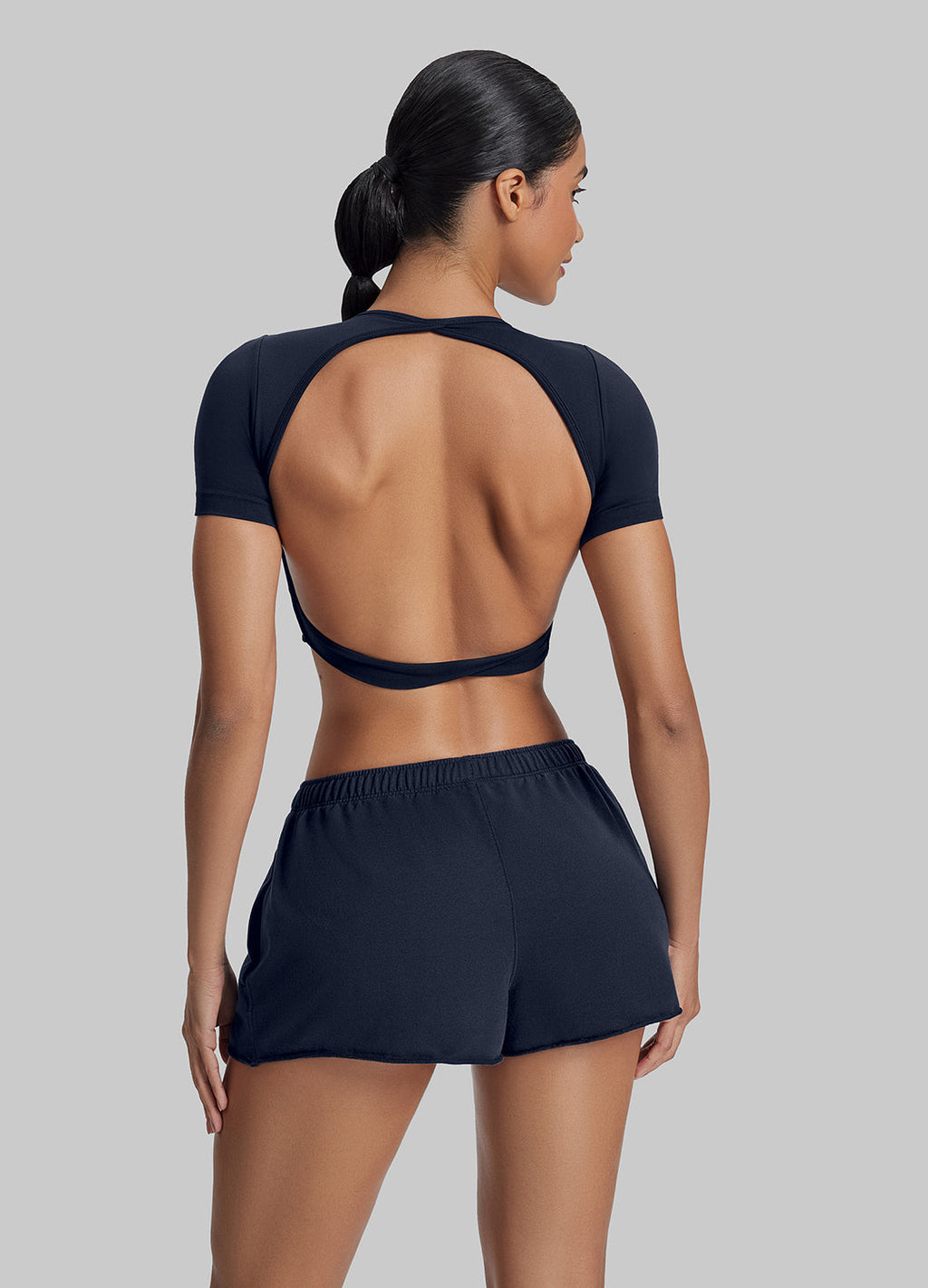 Short en jersey French Terry mi-cuisse, confortable et extensible à la taille