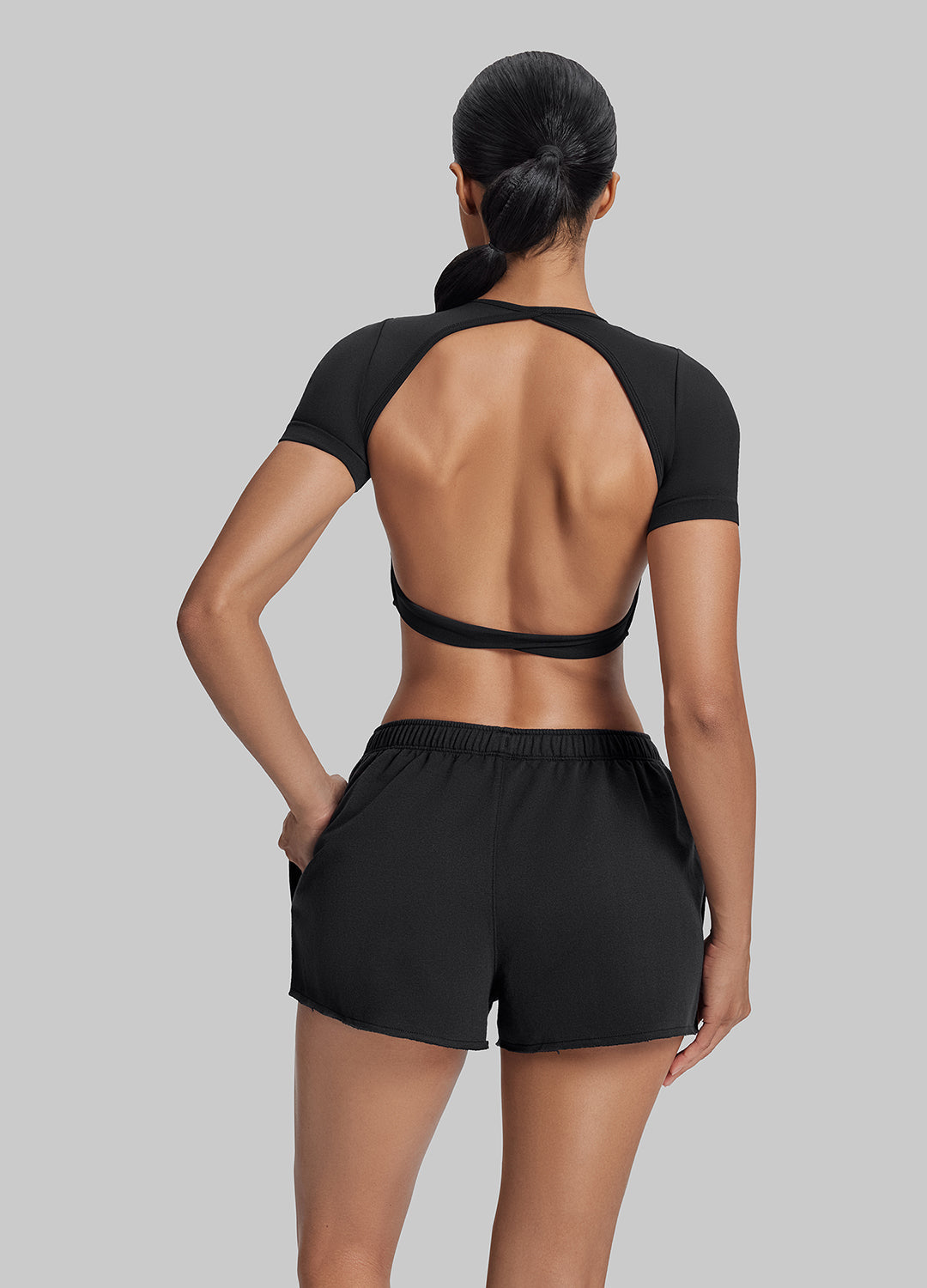 Short molletonné mi-cuisse en jersey French Terry, taille extensible et confortable