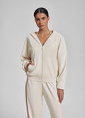Sweat à capuche ample et doux avec fermeture éclair intégrale et poches kangourou