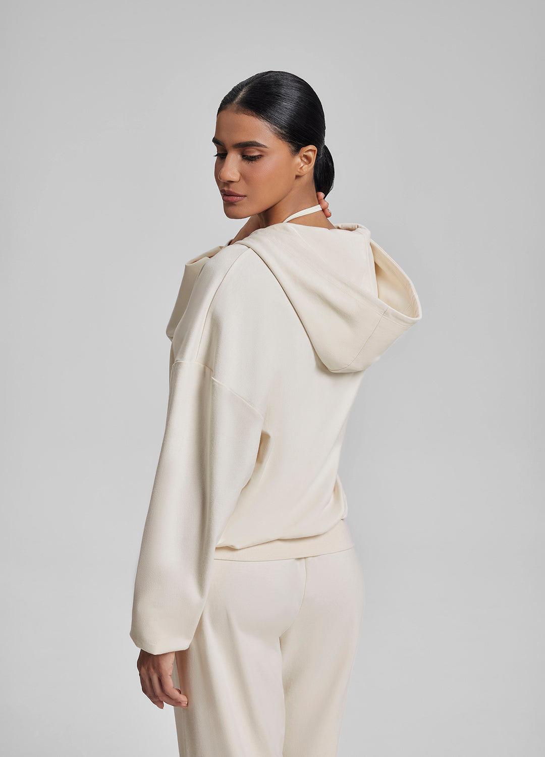 Sweat à capuche ample et doux avec fermeture éclair intégrale et poches kangourou