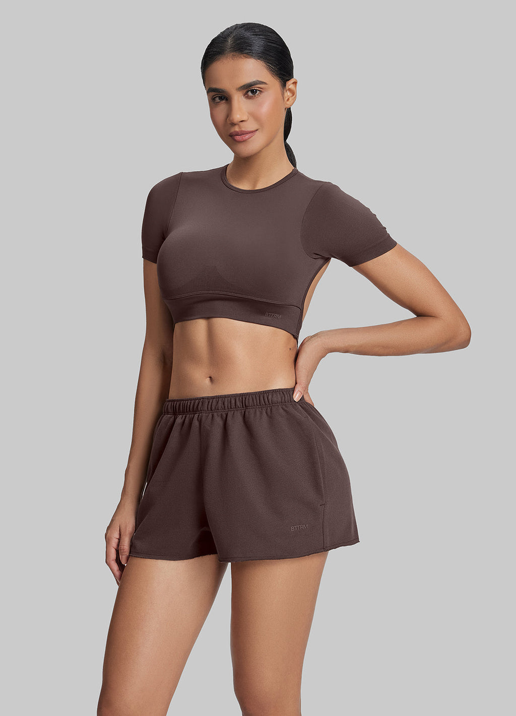 Shorts en molleton éponge doux mi-cuisse à taille extensible