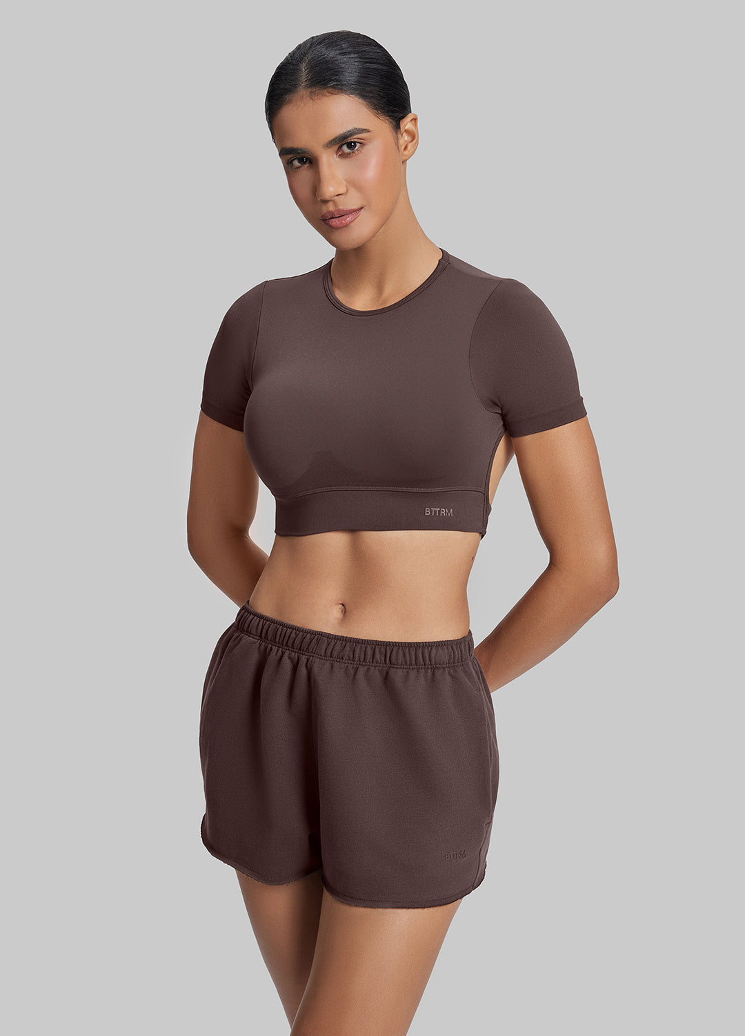 Shorts en molleton éponge doux mi-cuisse à taille extensible