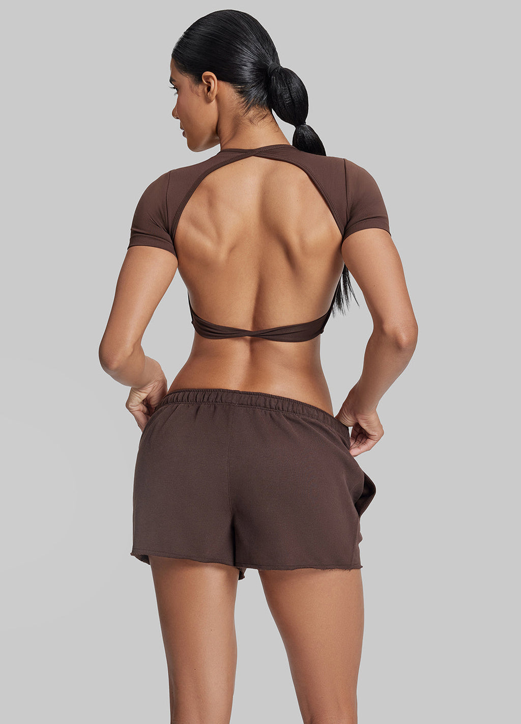 Shorts en molleton éponge doux mi-cuisse à taille extensible