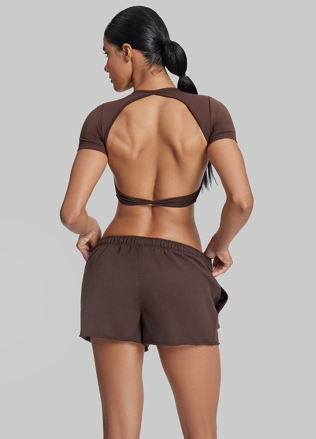 Shorts en molleton éponge doux mi-cuisse à taille extensible