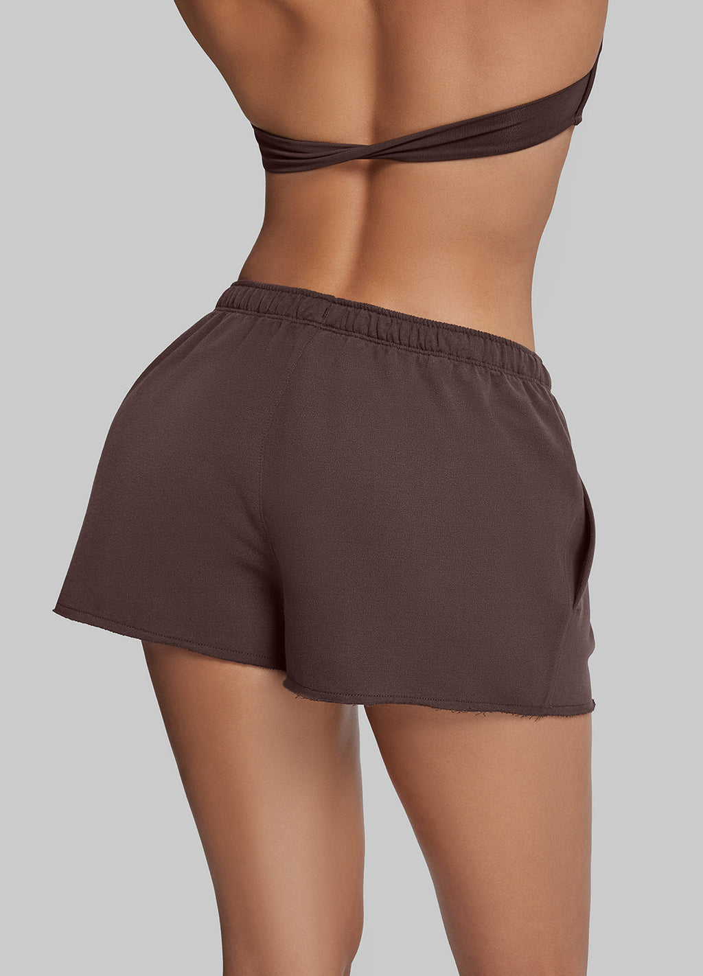 Shorts en molleton éponge doux mi-cuisse à taille extensible