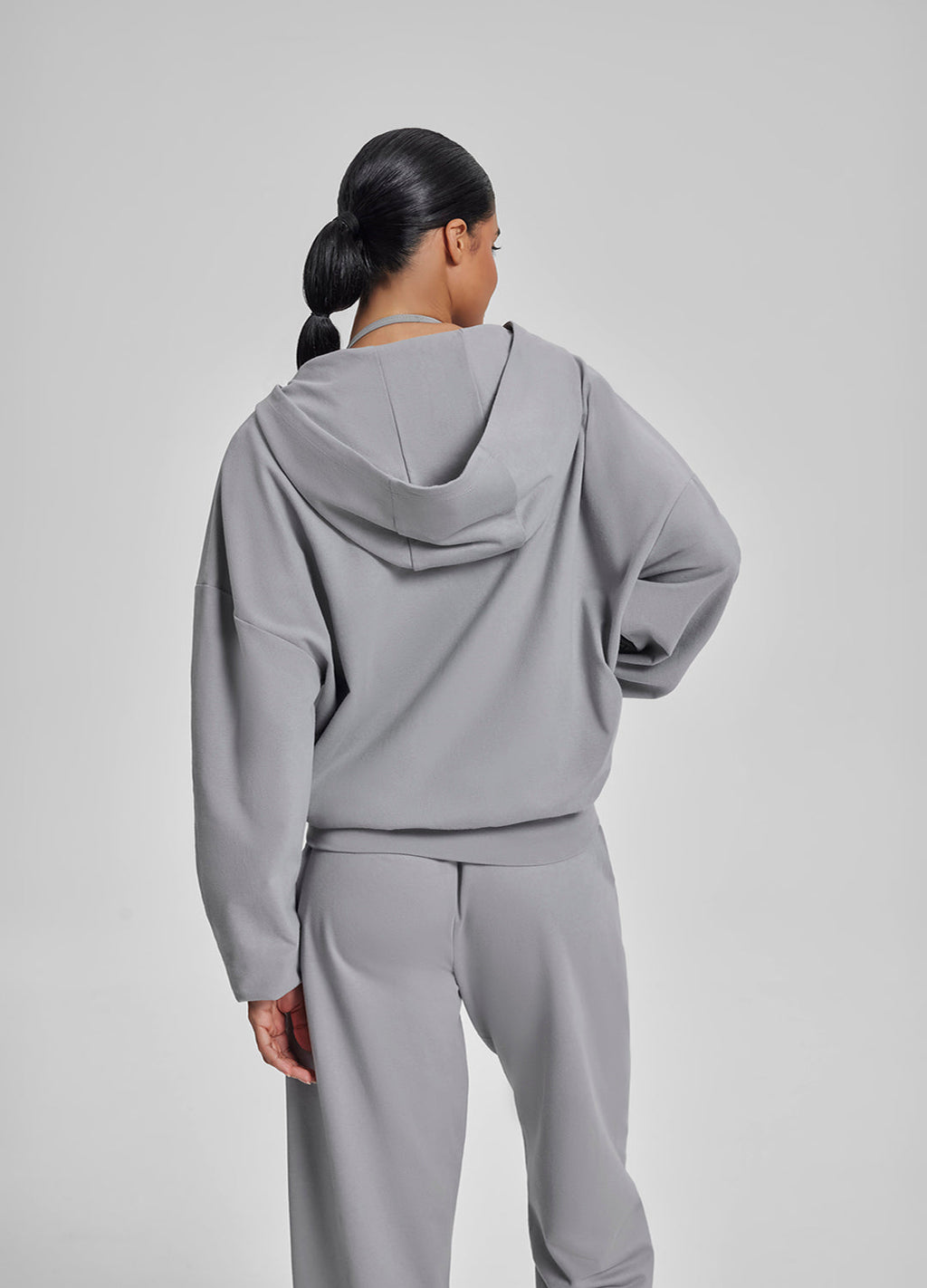 Sweat à capuche doux, coupe décontractée oversize, avec fermeture éclair intégrale et poches kangourou