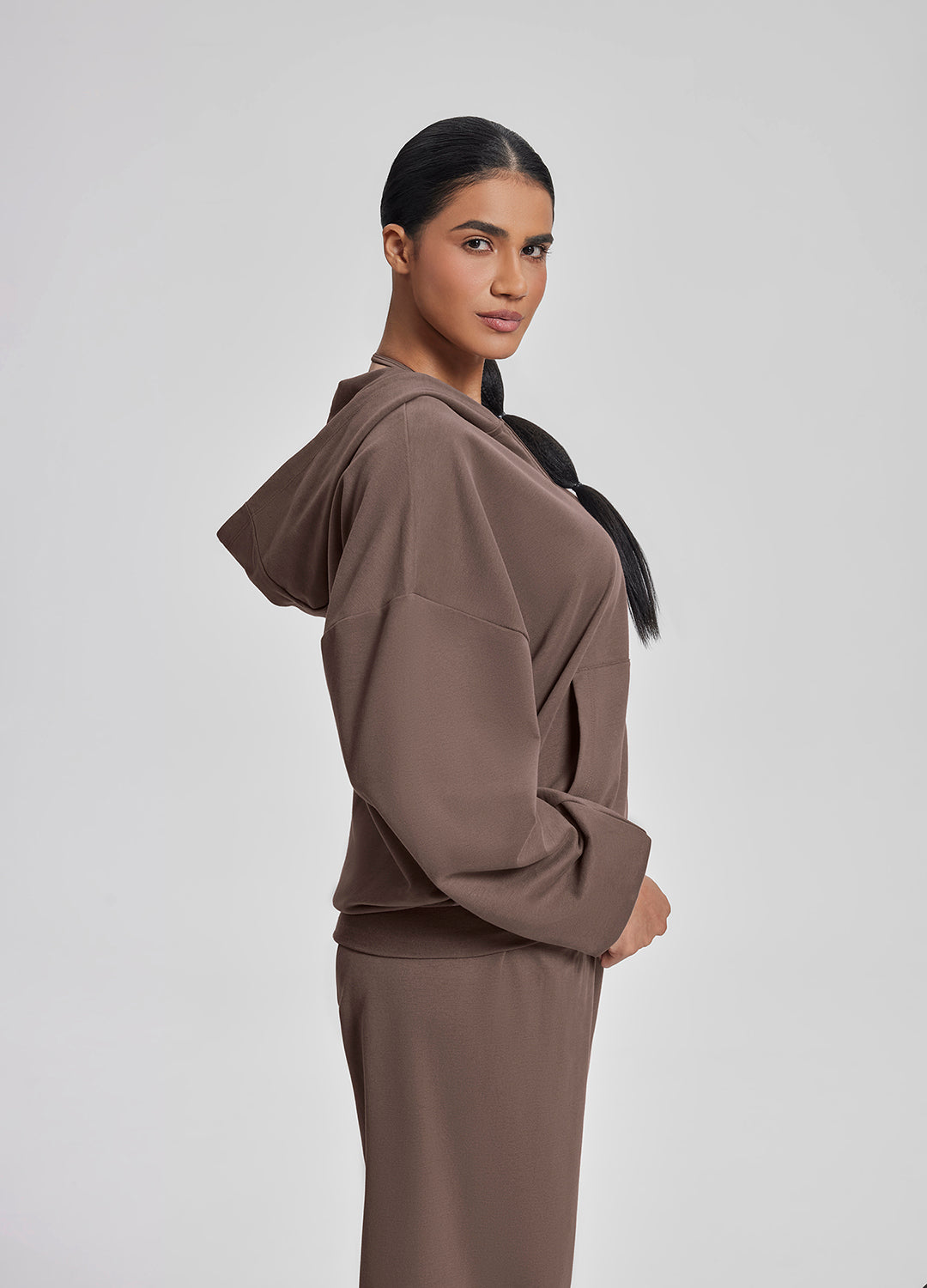 Sweat à capuche doux et ample avec poches kangourou et fermeture éclair intégrale