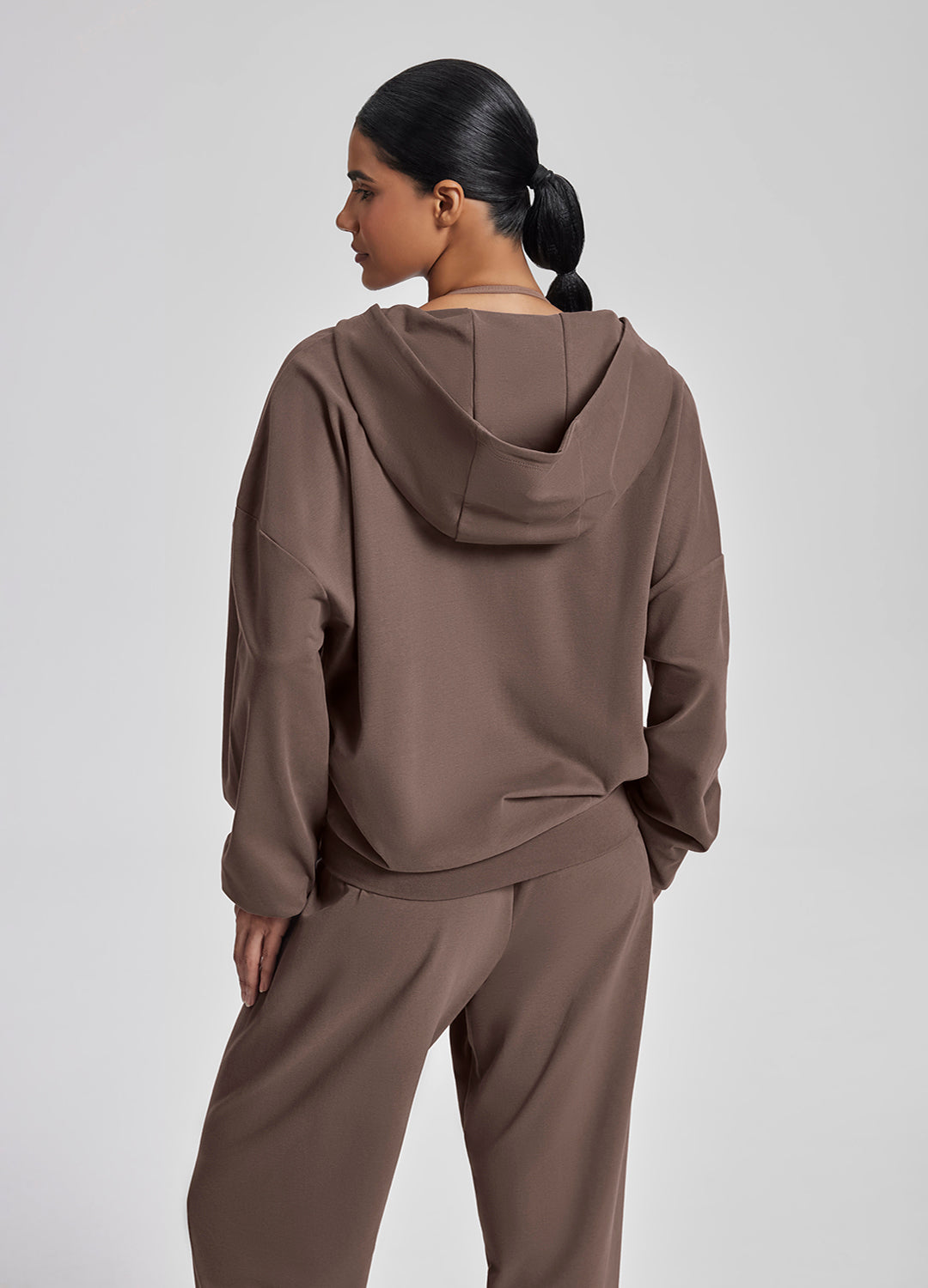 Sweat à capuche doux et ample avec poches kangourou et fermeture éclair intégrale