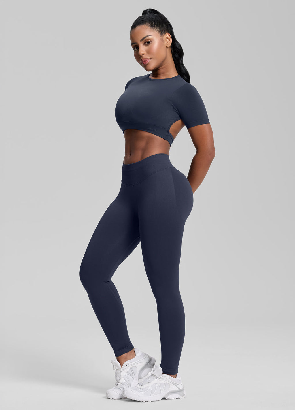 Legging de sport taille haute gainant contrôle ventre effet push-up fessier