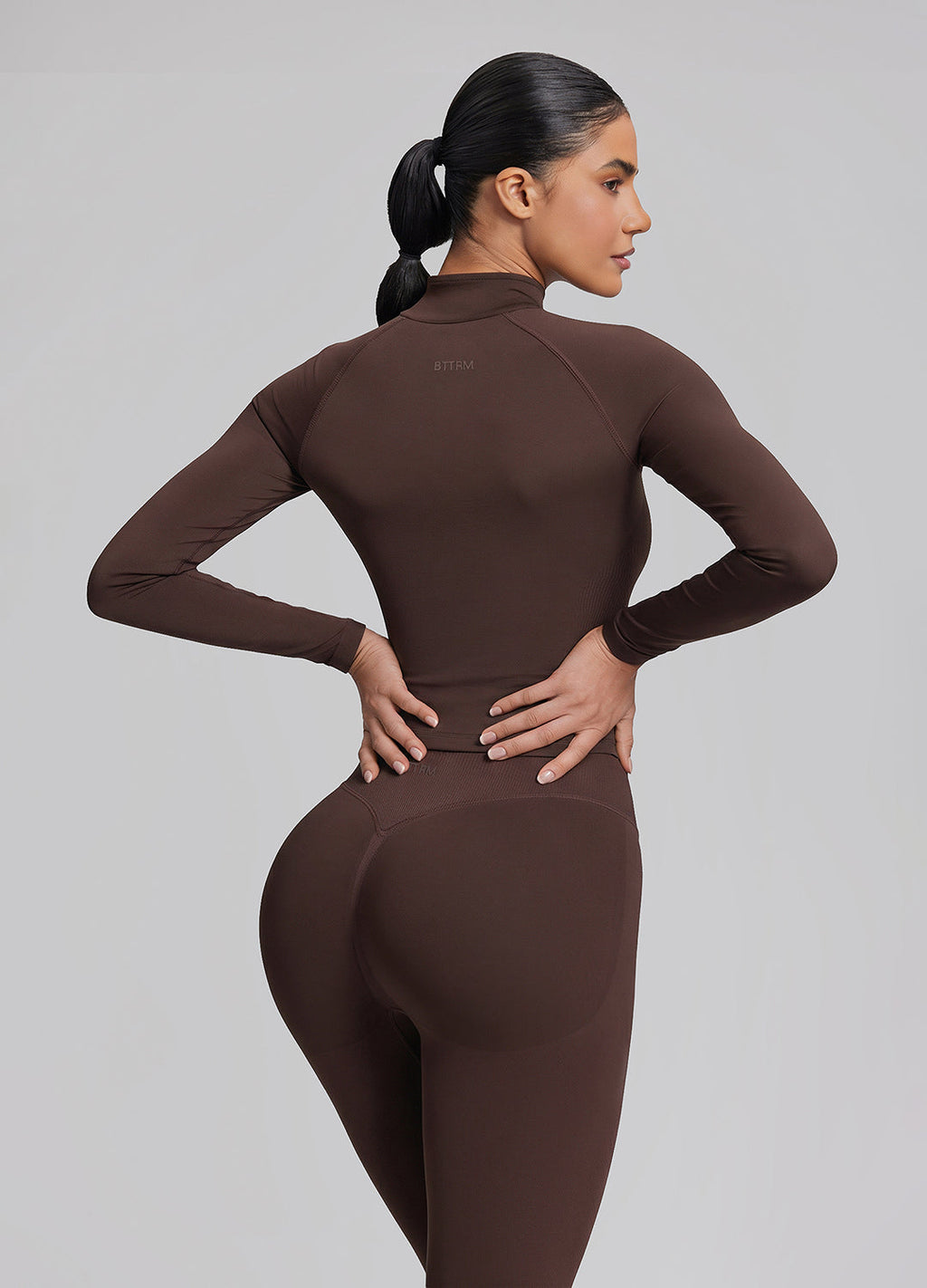 Veste chaude sans coutures respirante à fermeture éclair complète et coupe longue